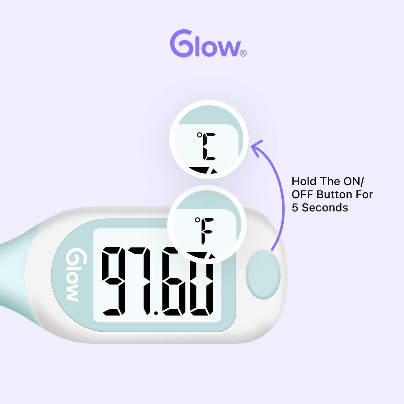 Glow Smart Basal Thermometer - Auto BBT Sync, Charting & Accurate Fertility Forecast|1/100th Degree High Precision & 30 Memory Recalls