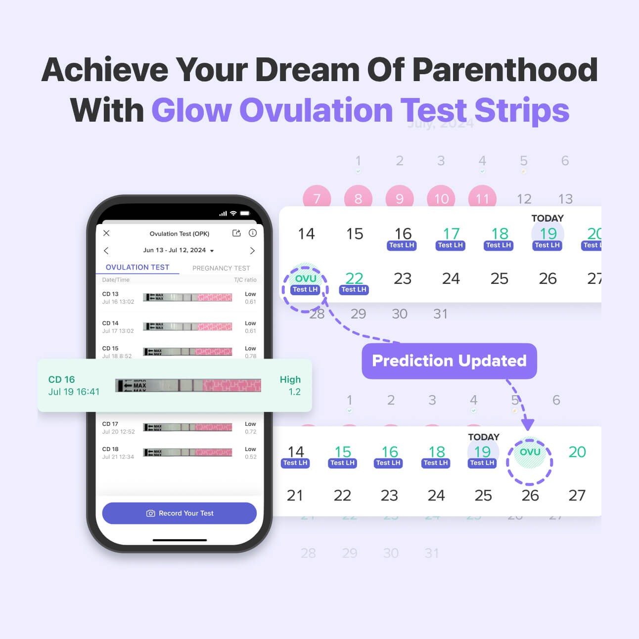 Glow Ovulation Test Strips (25 Ct) | Easy Use, High Accuracy